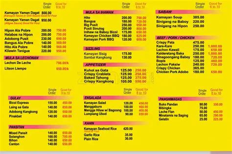 kamayan menu.